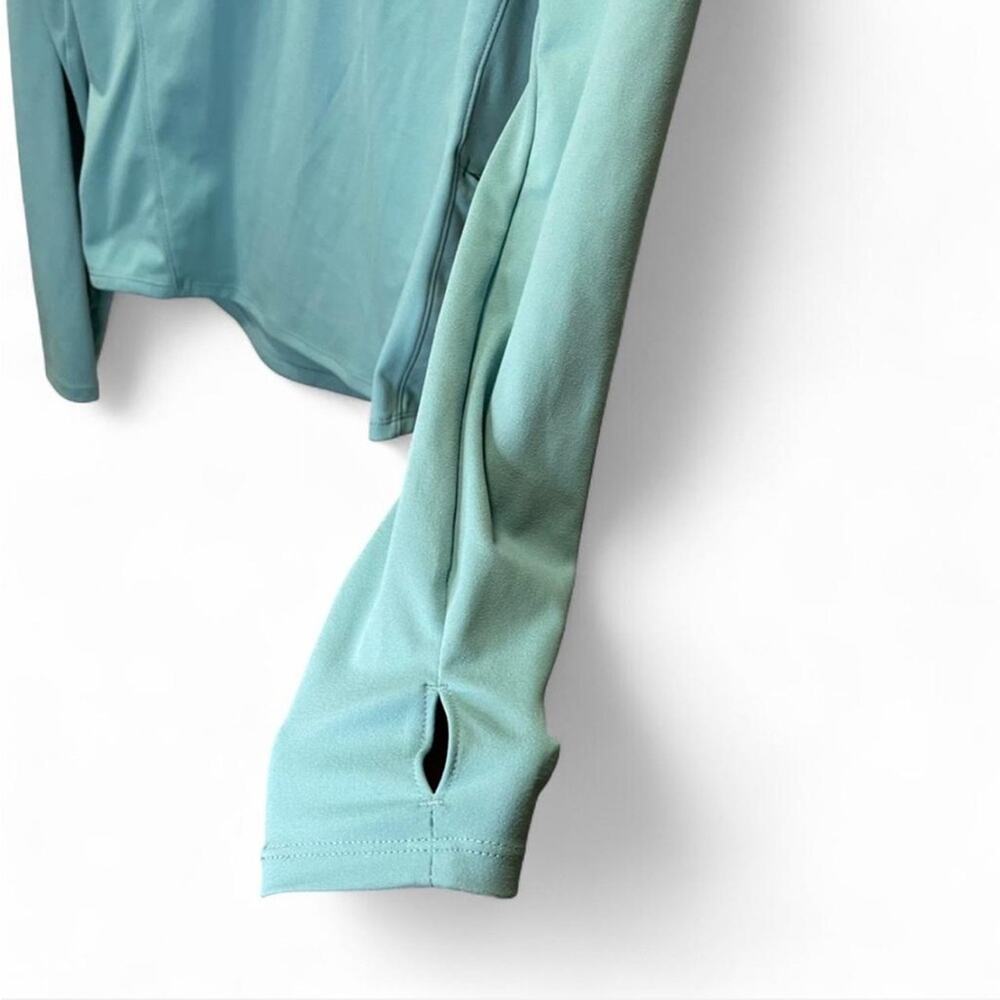 Reebok Quarter Zip Pullover Thumbhole Sleeve Teal Blue Large Women's - Picture 4 of 10
